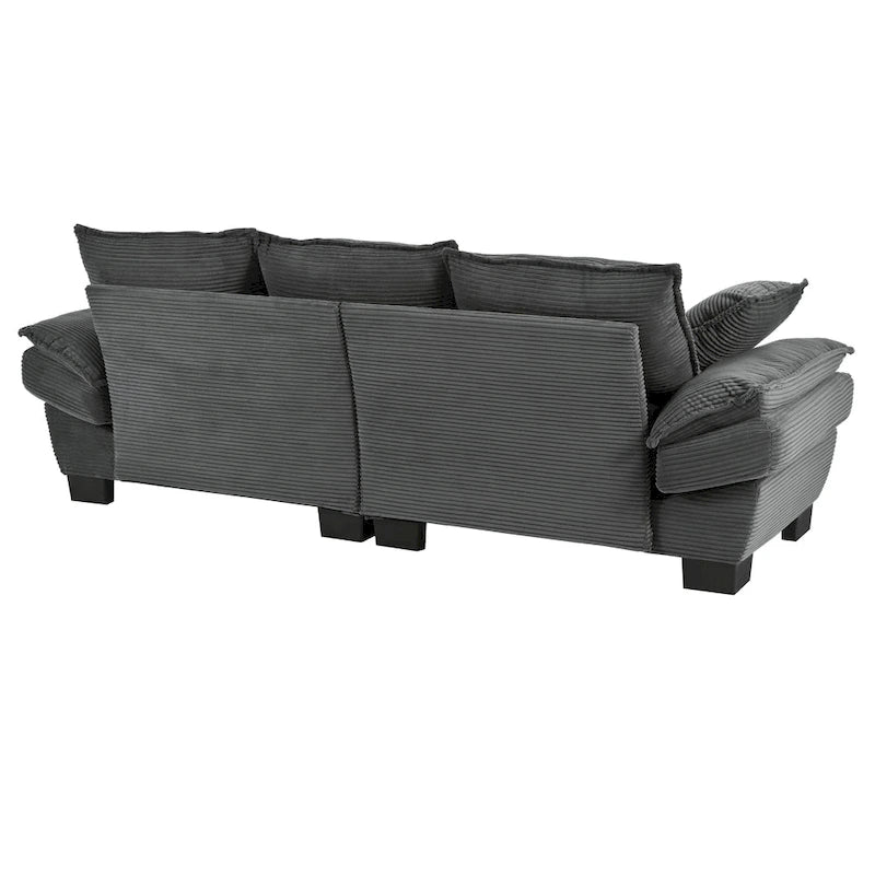 85.4 modernes geschwungenes Sofa, Couch mit gepolsterter Rückenlehne und 2 dekorativen Zierkissen, Cordstoff