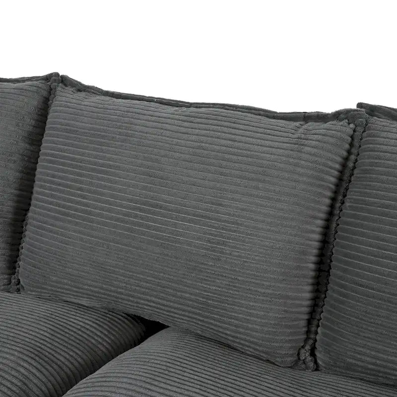 85.4 modernes geschwungenes Sofa, Couch mit gepolsterter Rückenlehne und 2 dekorativen Zierkissen, Cordstoff