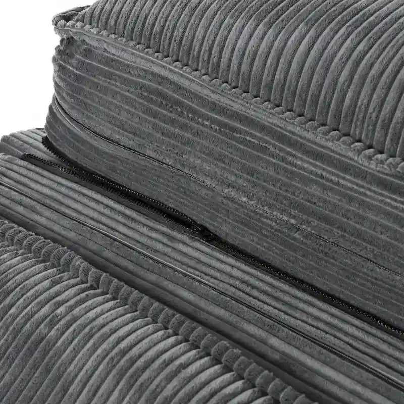 85.4 modernes geschwungenes Sofa, Couch mit gepolsterter Rückenlehne und 2 dekorativen Zierkissen, Cordstoff