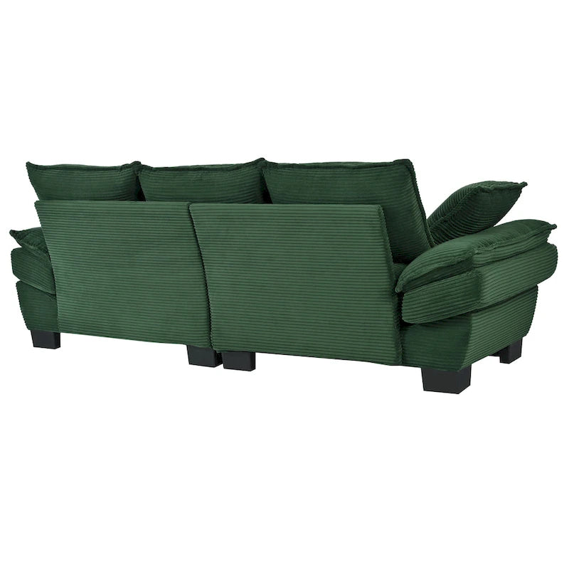 85.4 modernes geschwungenes Sofa, Couch mit gepolsterter Rückenlehne und 2 dekorativen Zierkissen, Cordstoff