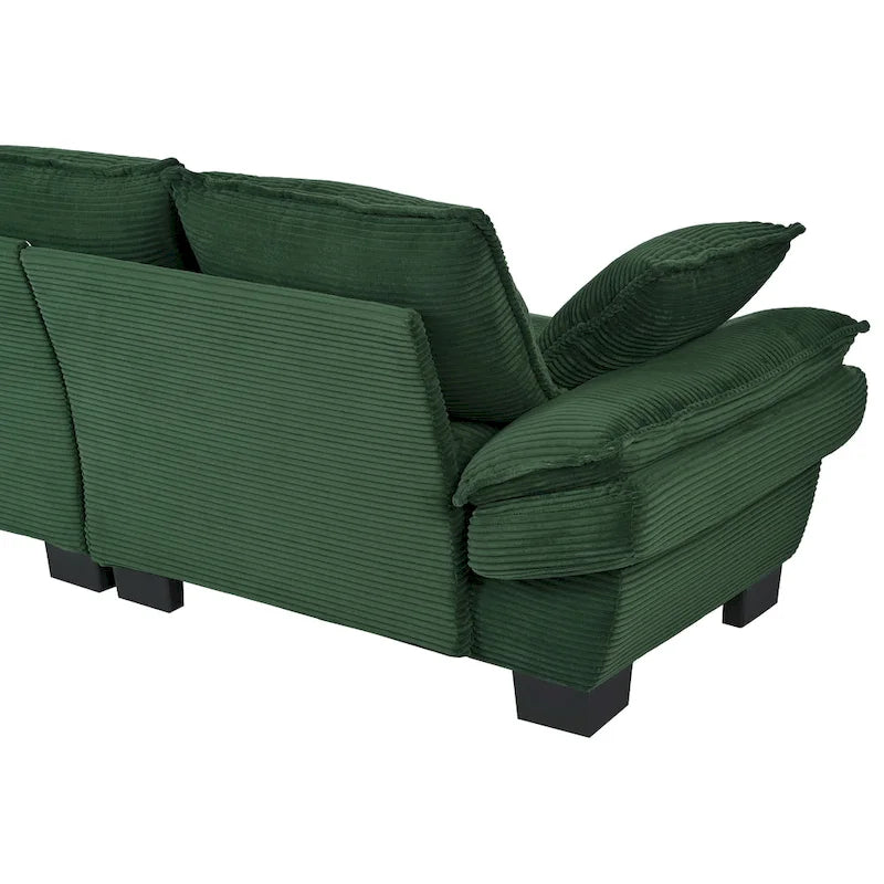 85.4 modernes geschwungenes Sofa, Couch mit gepolsterter Rückenlehne und 2 dekorativen Zierkissen, Cordstoff
