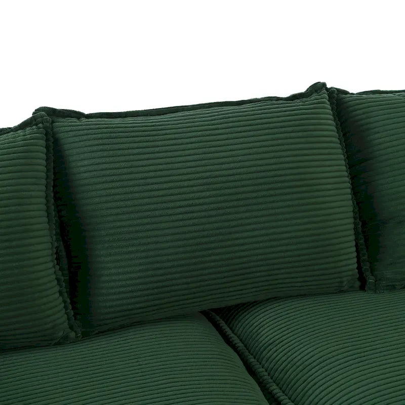 85.4 modernes geschwungenes Sofa, Couch mit gepolsterter Rückenlehne und 2 dekorativen Zierkissen, Cordstoff