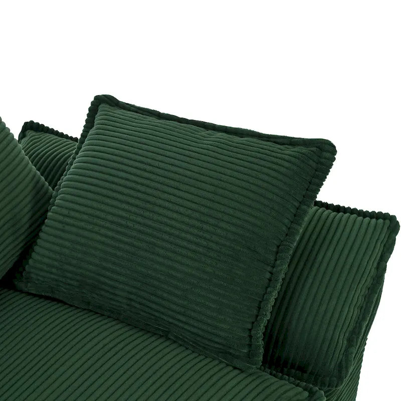 85.4 modernes geschwungenes Sofa, Couch mit gepolsterter Rückenlehne und 2 dekorativen Zierkissen, Cordstoff