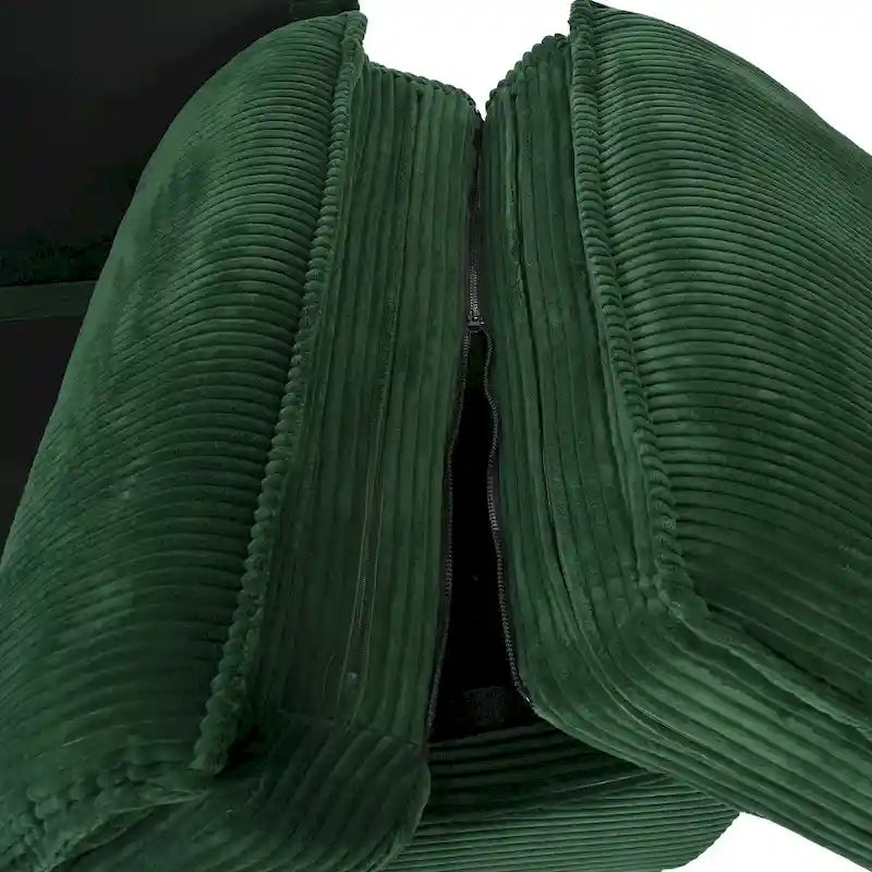 85.4 modernes geschwungenes Sofa, Couch mit gepolsterter Rückenlehne und 2 dekorativen Zierkissen, Cordstoff