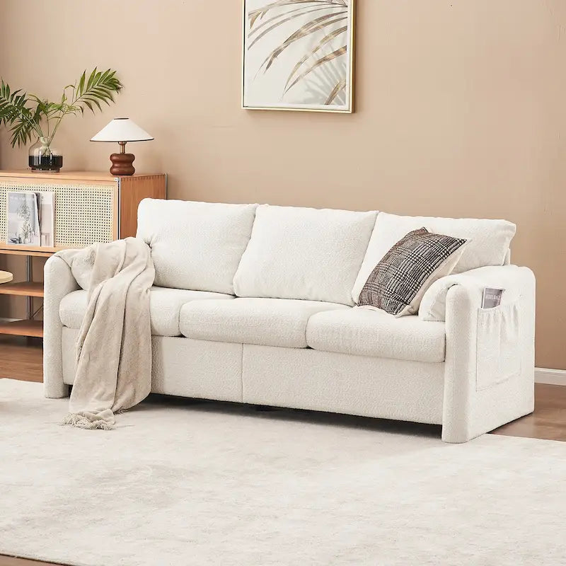 3-Sitzer-Sofa, 77, Chenille-Couch - luxuriöses Sofa mit drei Sitzplätzen, hochdichten Schaumstoffpolstern und tiefer Sitzfläche fürs Wohnzimmer