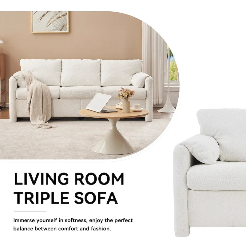 3-Sitzer-Sofa, 77, Chenille-Couch - luxuriöses Sofa mit drei Sitzplätzen, hochdichten Schaumstoffpolstern und tiefer Sitzfläche fürs Wohnzimmer
