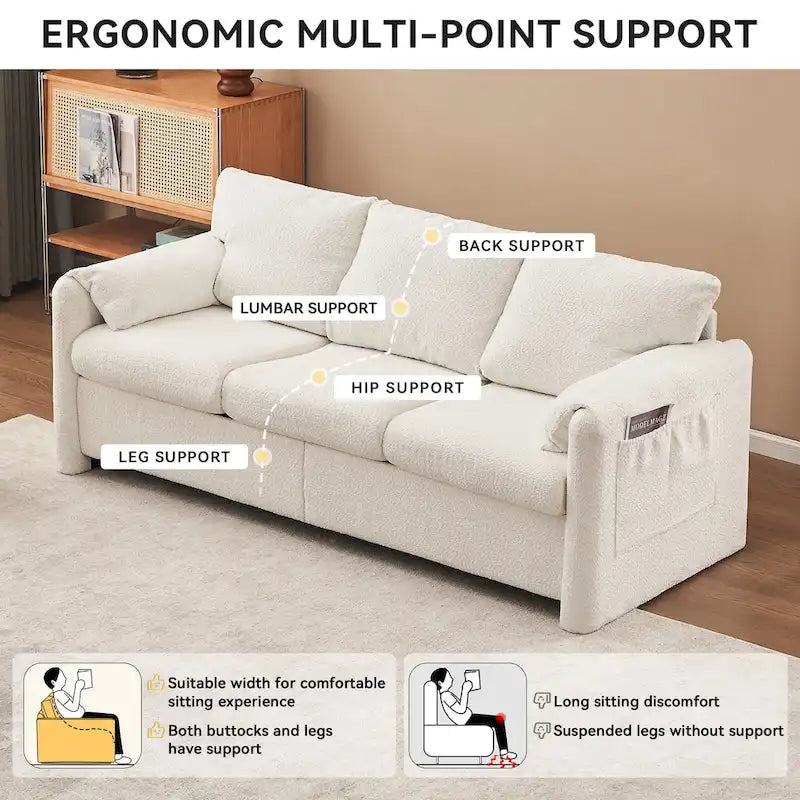 3-Sitzer-Sofa, 77, Chenille-Couch - luxuriöses Sofa mit drei Sitzplätzen, hochdichten Schaumstoffpolstern und tiefer Sitzfläche fürs Wohnzimmer
