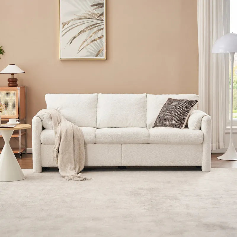 3-Sitzer-Sofa, 77, Chenille-Couch - luxuriöses Sofa mit drei Sitzplätzen, hochdichten Schaumstoffpolstern und tiefer Sitzfläche fürs Wohnzimmer