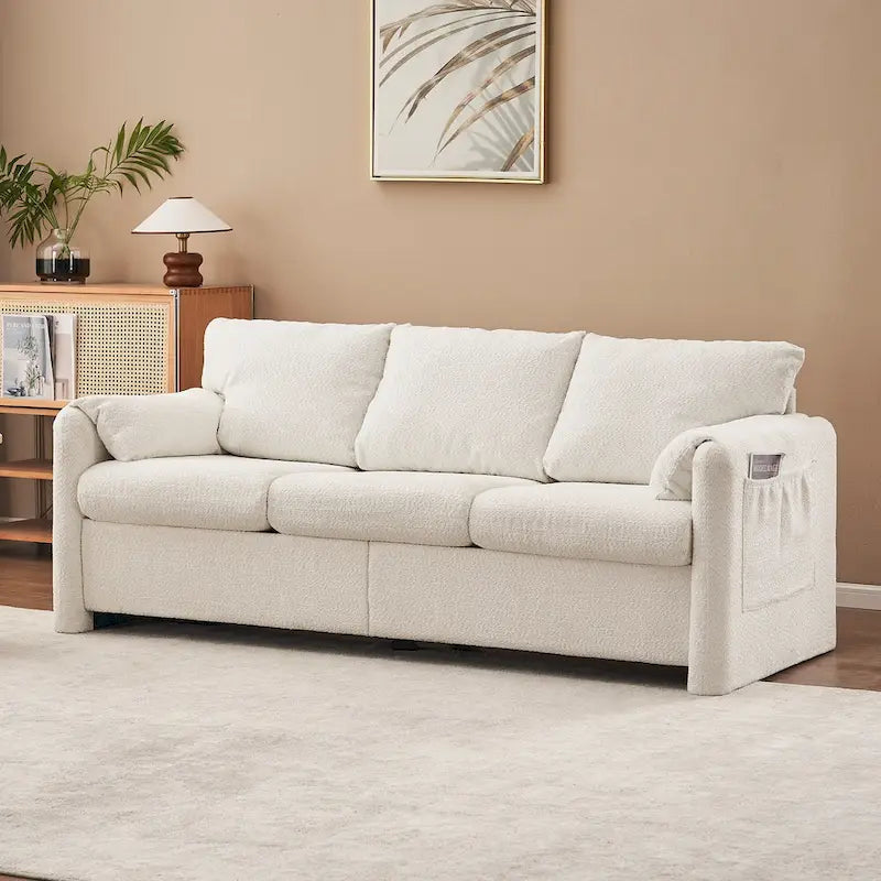 3-Sitzer-Sofa, 77, Chenille-Couch - luxuriöses Sofa mit drei Sitzplätzen, hochdichten Schaumstoffpolstern und tiefer Sitzfläche fürs Wohnzimmer