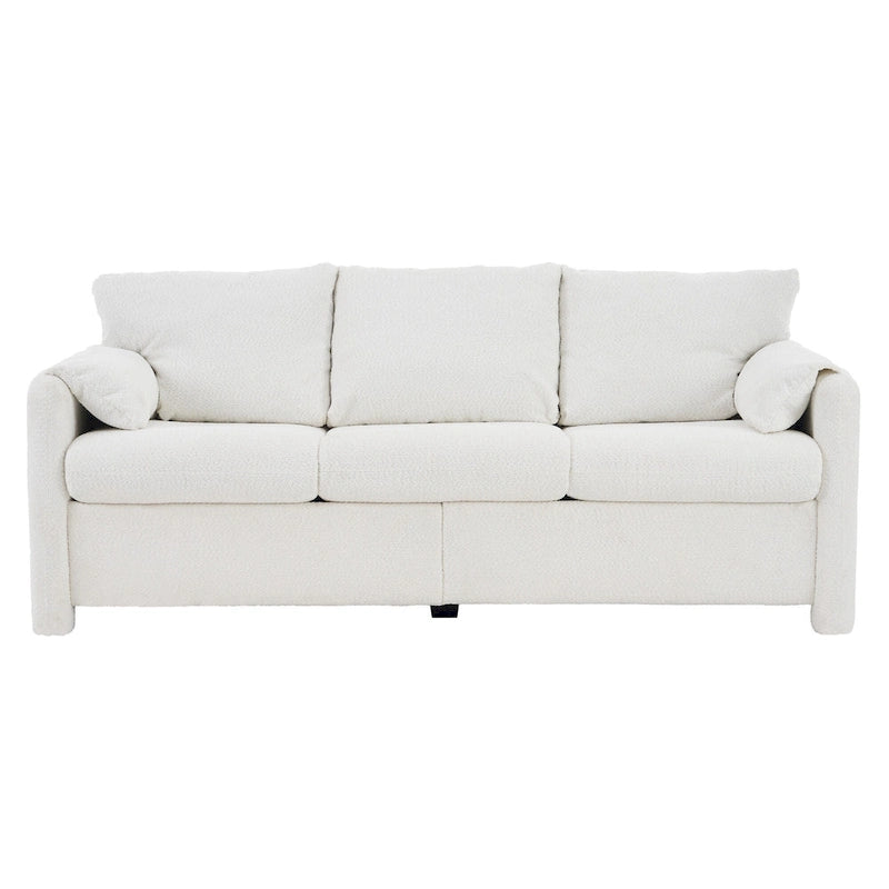 3-Sitzer-Sofa, 77, Chenille-Couch - luxuriöses Sofa mit drei Sitzplätzen, hochdichten Schaumstoffpolstern und tiefer Sitzfläche fürs Wohnzimmer