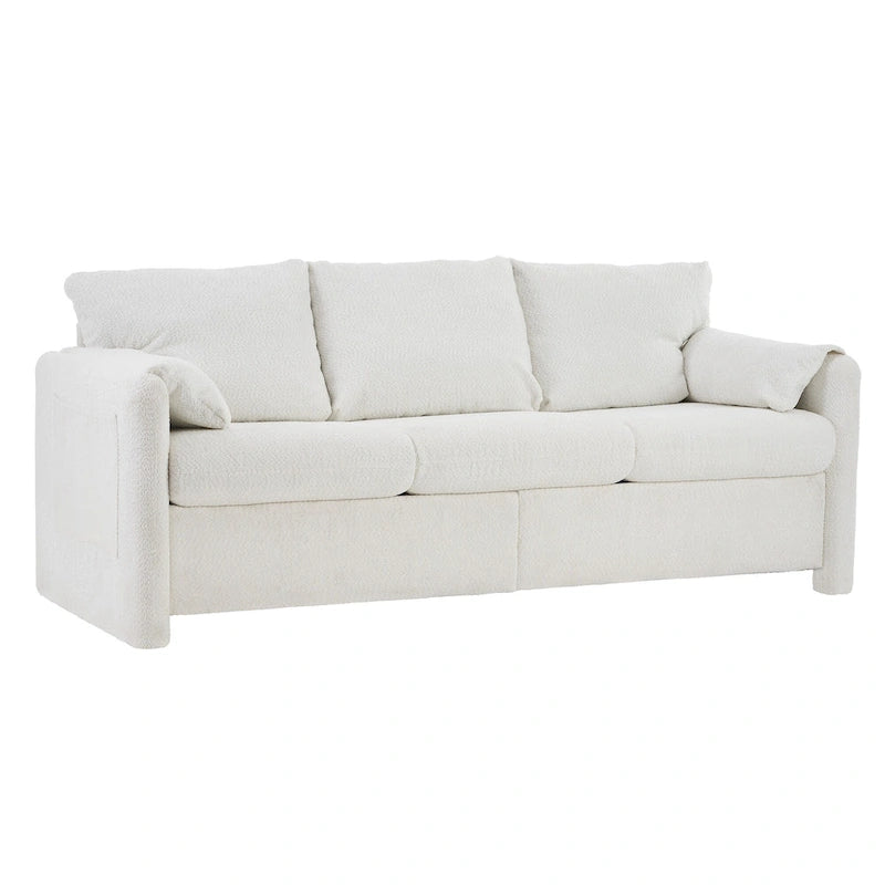 3-Sitzer-Sofa, 77, Chenille-Couch - luxuriöses Sofa mit drei Sitzplätzen, hochdichten Schaumstoffpolstern und tiefer Sitzfläche fürs Wohnzimmer