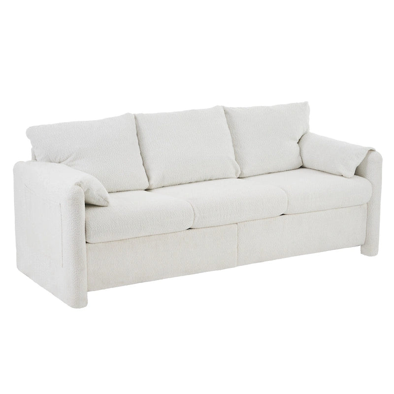 3-Sitzer-Sofa, 77, Chenille-Couch - luxuriöses Sofa mit drei Sitzplätzen, hochdichten Schaumstoffpolstern und tiefer Sitzfläche fürs Wohnzimmer