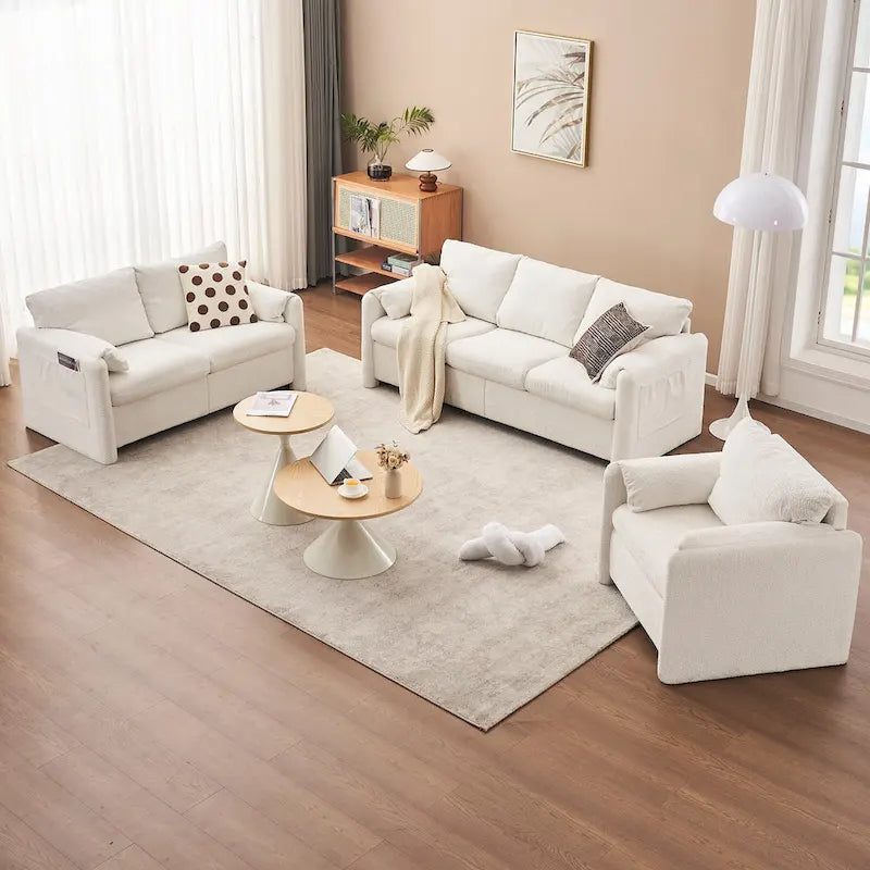 3-Sitzer-Sofa, 77, Chenille-Couch - luxuriöses Sofa mit drei Sitzplätzen, hochdichten Schaumstoffpolstern und tiefer Sitzfläche fürs Wohnzimmer