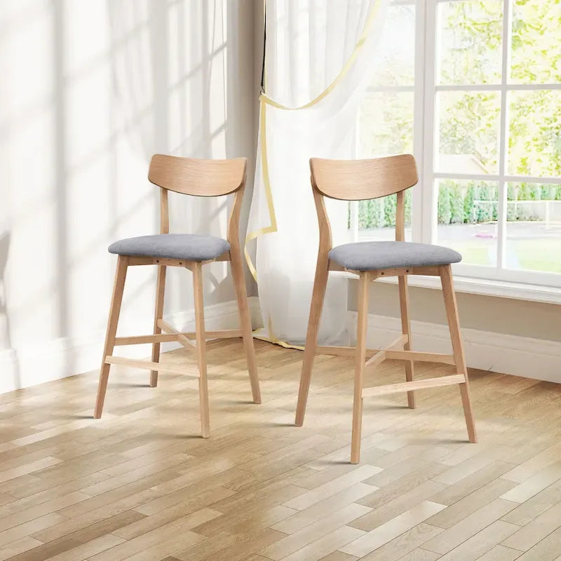 Lot de 2 tabourets de comptoir modernes avec dossier, hauteur comptoir, revêtus de tissu, pour îlot de cuisine
