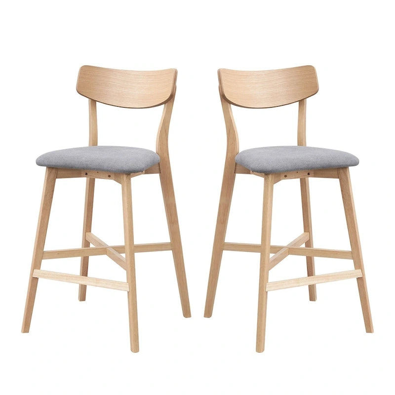 Lot de 2 tabourets de comptoir modernes avec dossier, hauteur comptoir, revêtus de tissu, pour îlot de cuisine