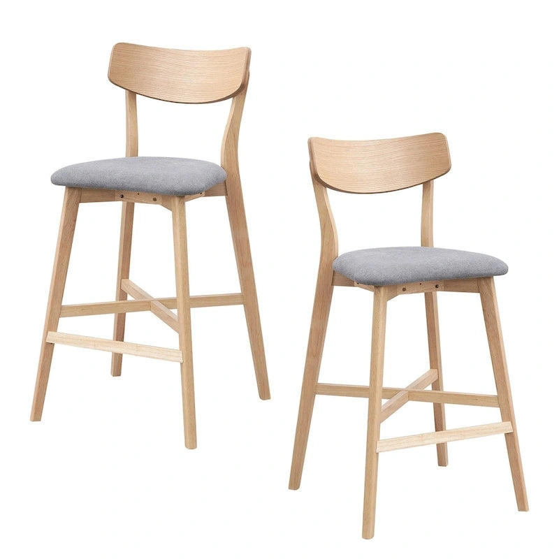 Lot de 2 tabourets de comptoir modernes avec dossier, hauteur comptoir, revêtus de tissu, pour îlot de cuisine