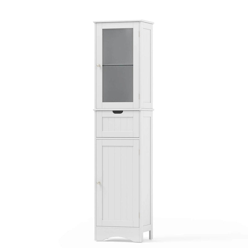 Freistehender hoher Badezimmerschrank mit Türen und Wäscheschrank - siehe Details