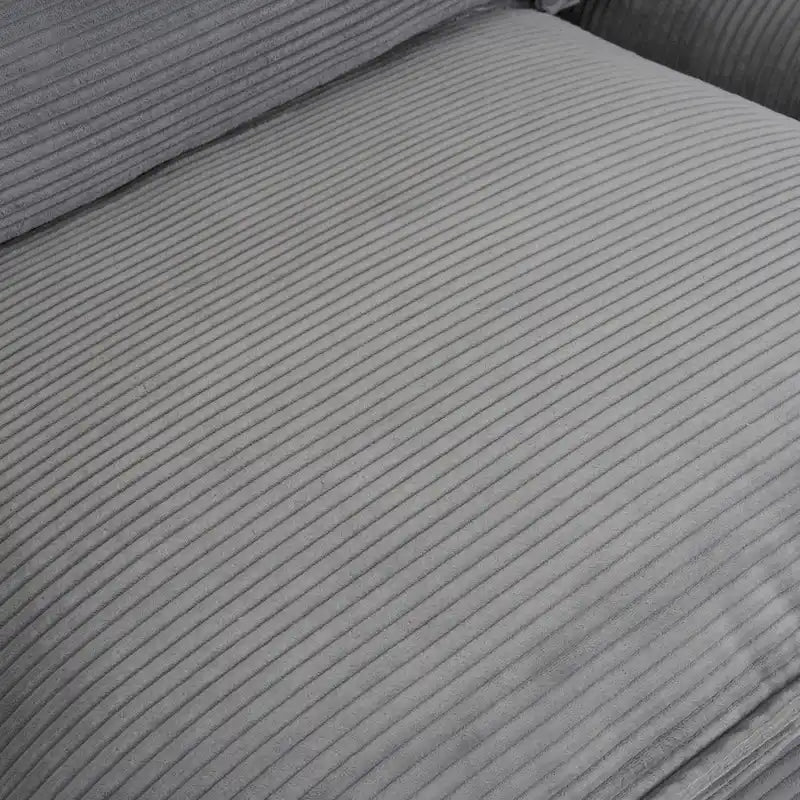 Ecksofa mit verschiebbarem Hocker, L-förmige Cordcouch mit tiefem Sitz, Lendenkissen und Seitentaschen