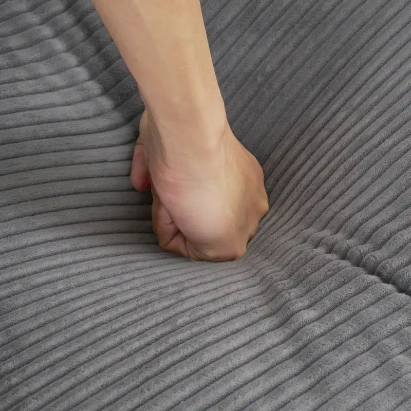 Ecksofa mit verschiebbarem Hocker, L-förmige Cordcouch mit tiefem Sitz, Lendenkissen und Seitentaschen