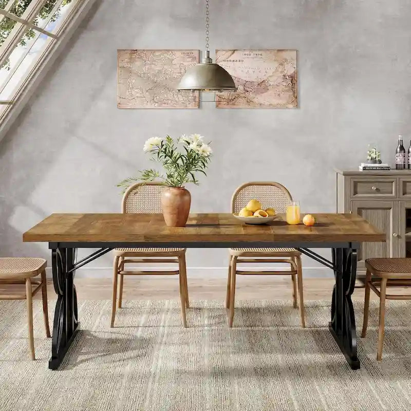Esstisch für 6 Personen, 71, Esstisch im Landhausstil mit Metallgestell