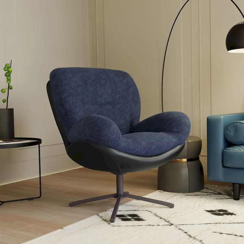 Moderner Chenille-Bürostuhl mit 360°-Drehfunktion und Metallgestell