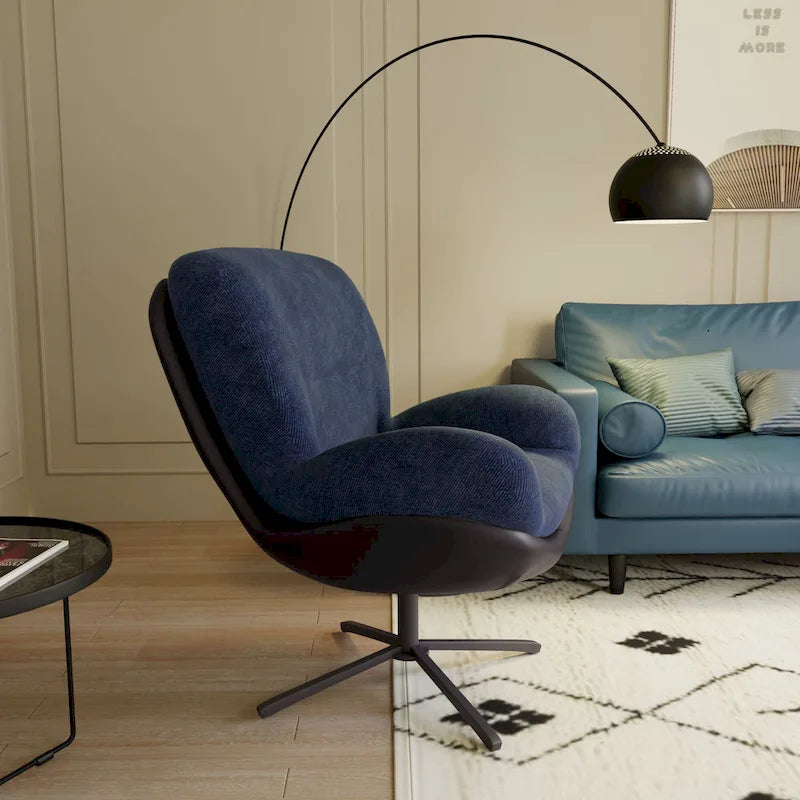 Chaise de bureau moderne en chenille, pivotante à 360°, avec piètement en métal