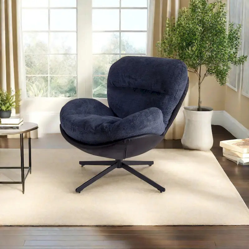 Chaise de bureau moderne en chenille, pivotante à 360°, avec piètement en métal