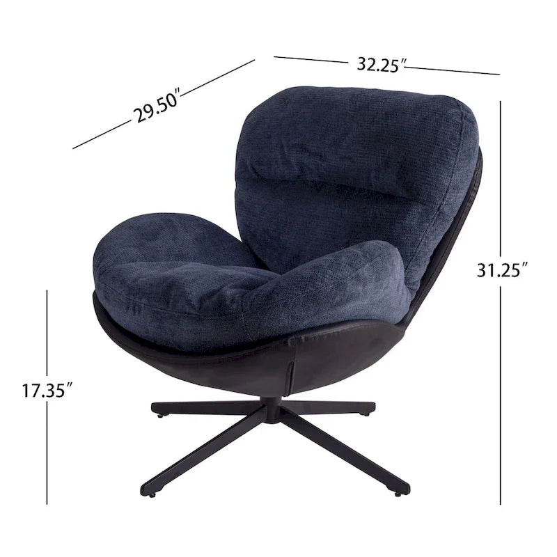 Chaise de bureau moderne en chenille, pivotante à 360°, avec piètement en métal