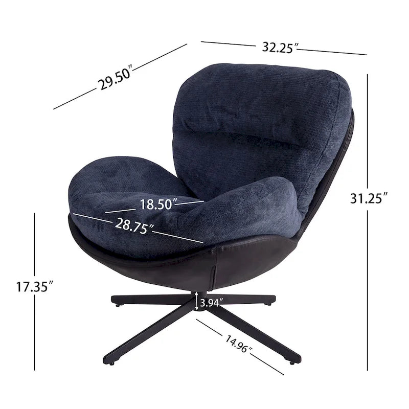 Chaise de bureau moderne en chenille, pivotante à 360°, avec piètement en métal
