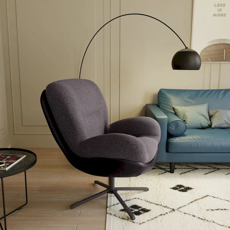 Chaise de bureau moderne en chenille, pivotante à 360°, avec piètement en métal