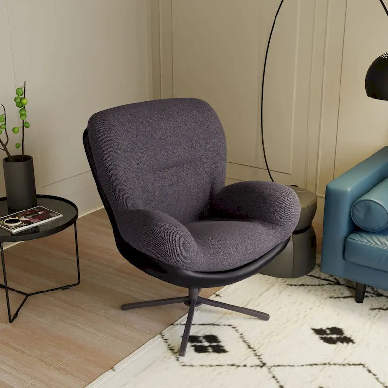 Chaise de bureau moderne en chenille, pivotante à 360°, avec piètement en métal