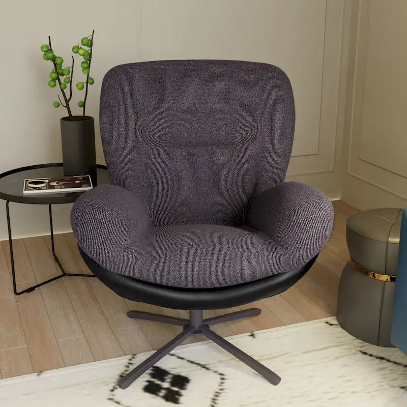Chaise de bureau moderne en chenille, pivotante à 360°, avec piètement en métal