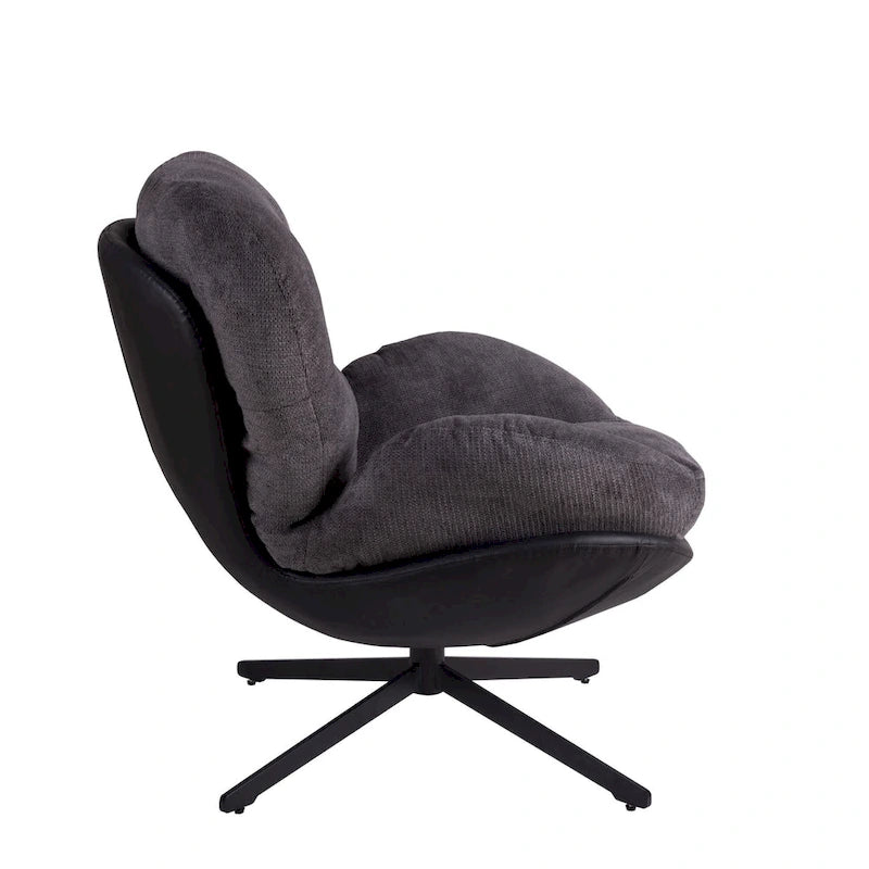 Chaise de bureau moderne en chenille, pivotante à 360°, avec piètement en métal