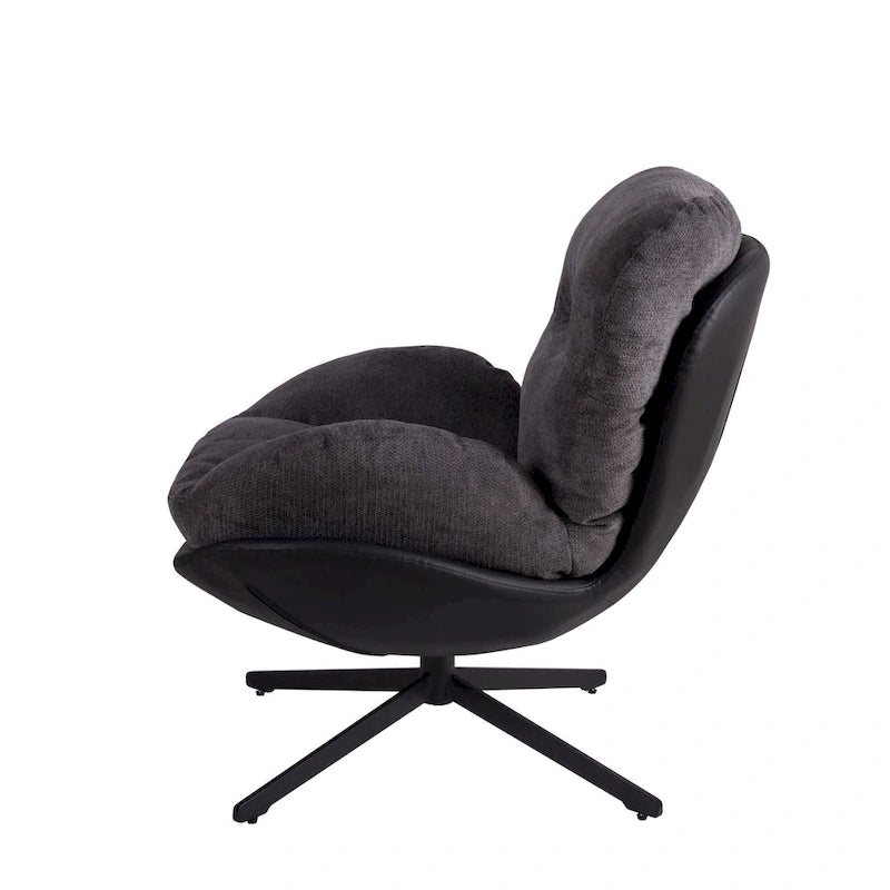 Chaise de bureau moderne en chenille, pivotante à 360°, avec piètement en métal