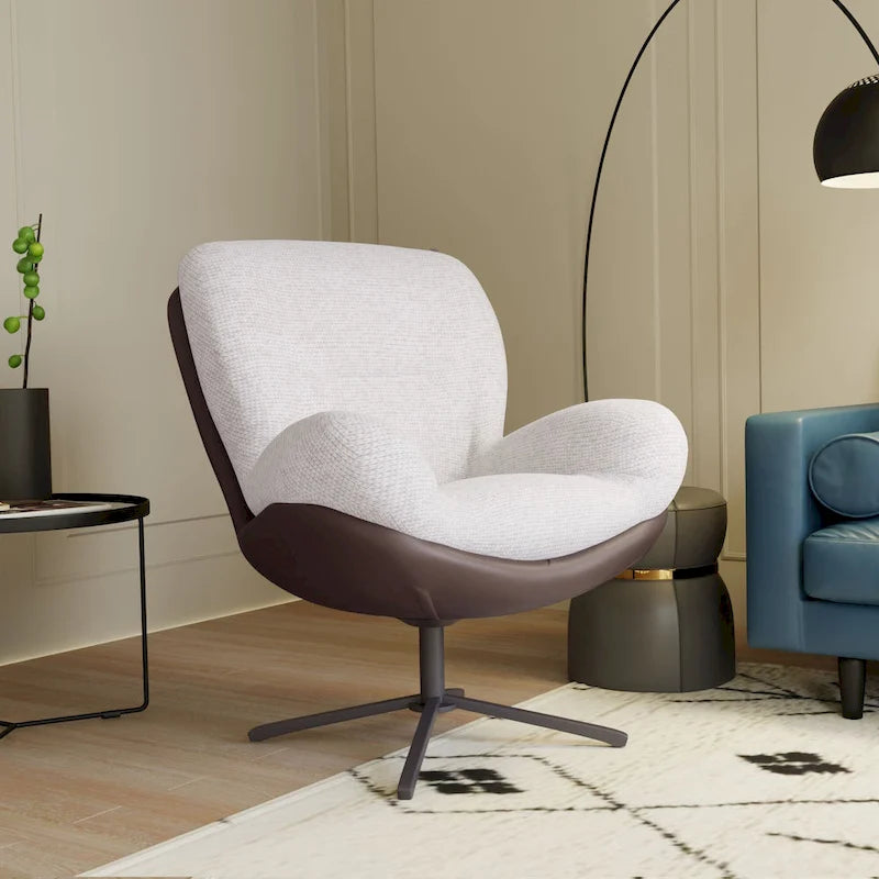 Chaise de bureau moderne en chenille, pivotante à 360°, avec piètement en métal