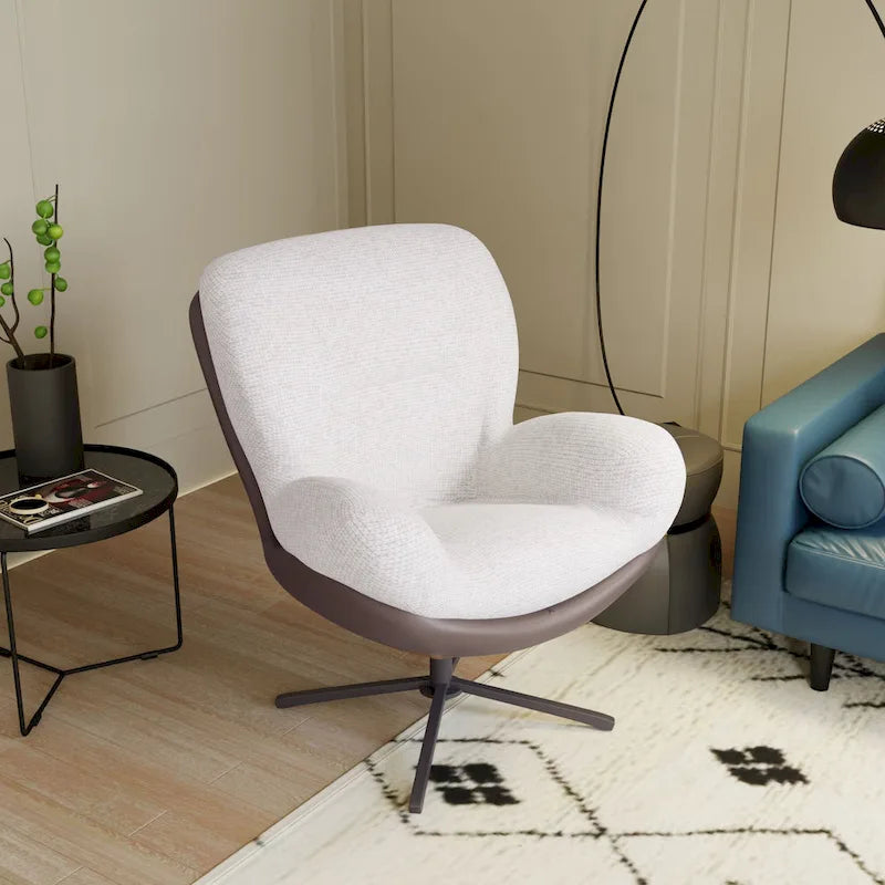 Chaise de bureau moderne en chenille, pivotante à 360°, avec piètement en métal