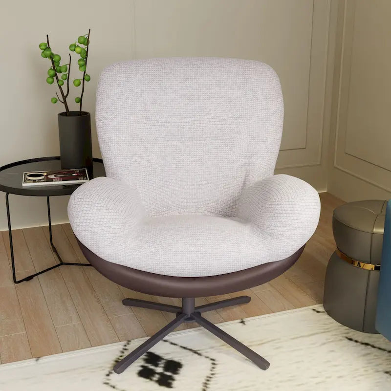 Chaise de bureau moderne en chenille, pivotante à 360°, avec piètement en métal