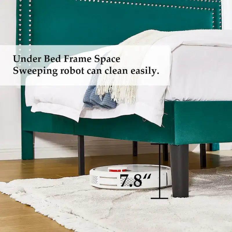 Polsterbettgestell mit verstellbarem Kopfteil, für Einzel-/Doppel-/Queensize-Betten, dunkelgrün