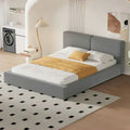Lit rembourré gris format grand lit avec tissu en velours