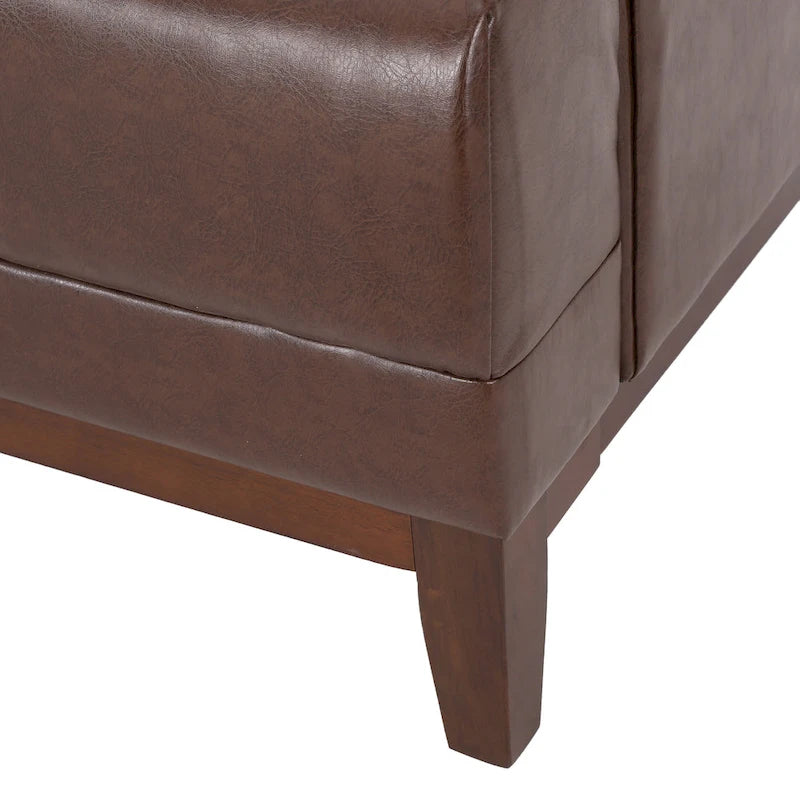 Canapé moderne 3 places de 80.75 avec capitonnage à boutons et pieds en bois pour le salon