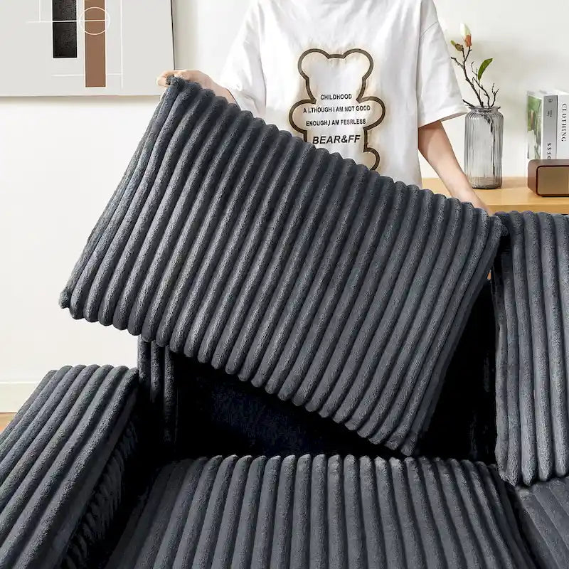 Dunkelgraues Zweisitzer-Sofa aus Stoff, 71, mit quadratischer Armlehne mit Stauraum und USB-Anschluss fürs Wohnzimmer