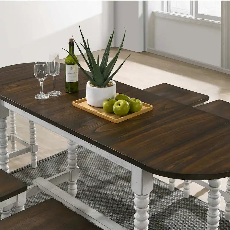 Table à hauteur de comptoir en noyer de 71 pouces avec rallonge rabattable