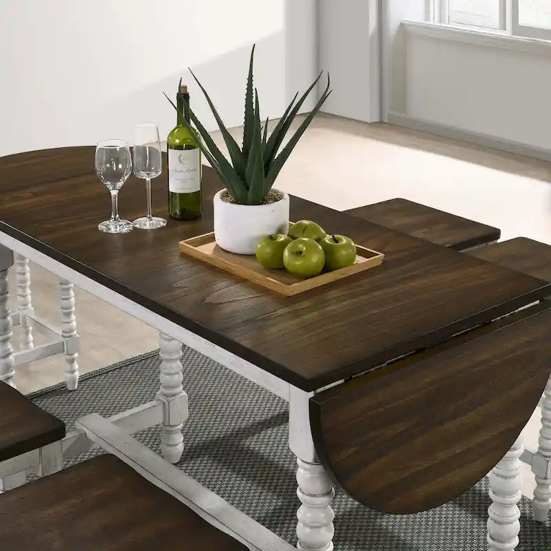 Table à hauteur de comptoir en noyer de 71 pouces avec rallonge rabattable