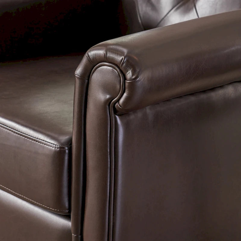 Gesteppter Clubsessel aus braunem Leder