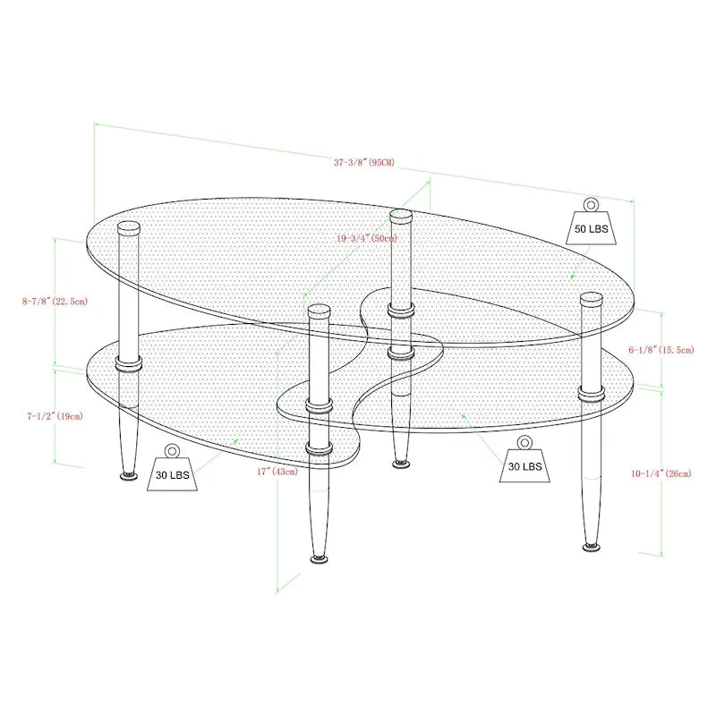 Table basse moderne en verre dépoli de 38