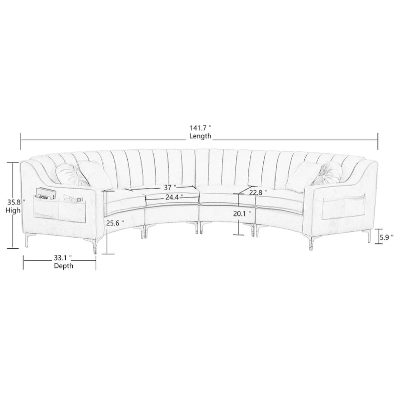 Canapés et sofas en velours, 4 places, de forme ronde