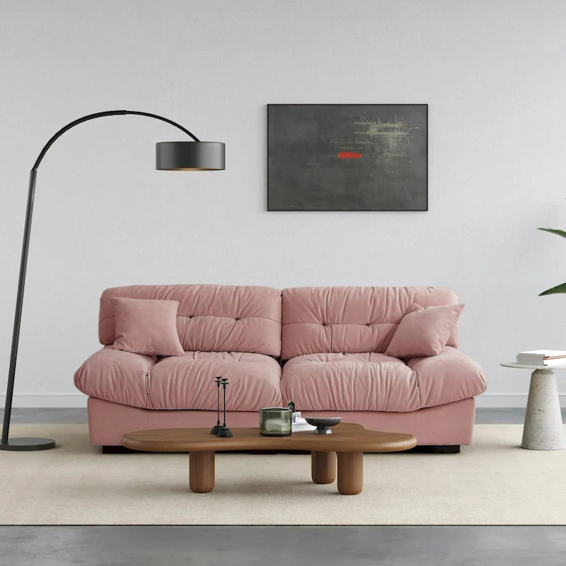 89 Modernes Ecksofa mit Armlehnen, Samtstoff, Sofa für das Wohnzimmer