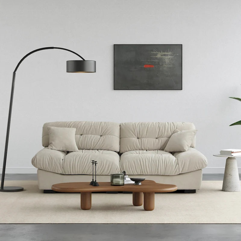 89 Modernes Ecksofa mit Armlehnen, Samtstoff, Sofa für das Wohnzimmer
