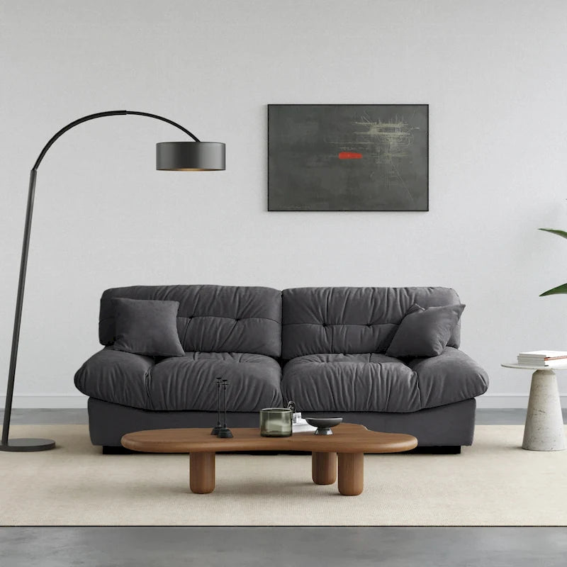 89 Modernes Ecksofa mit Armlehnen, Samtstoff, Sofa für das Wohnzimmer