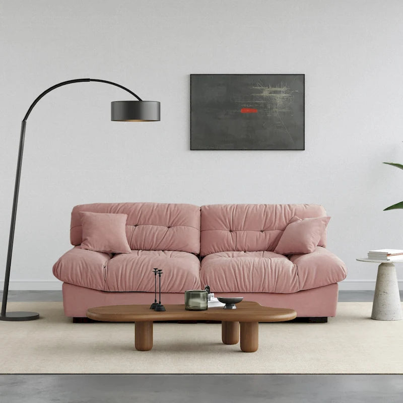 89 Modernes Ecksofa mit Armlehnen, Samtstoff, Sofa für das Wohnzimmer